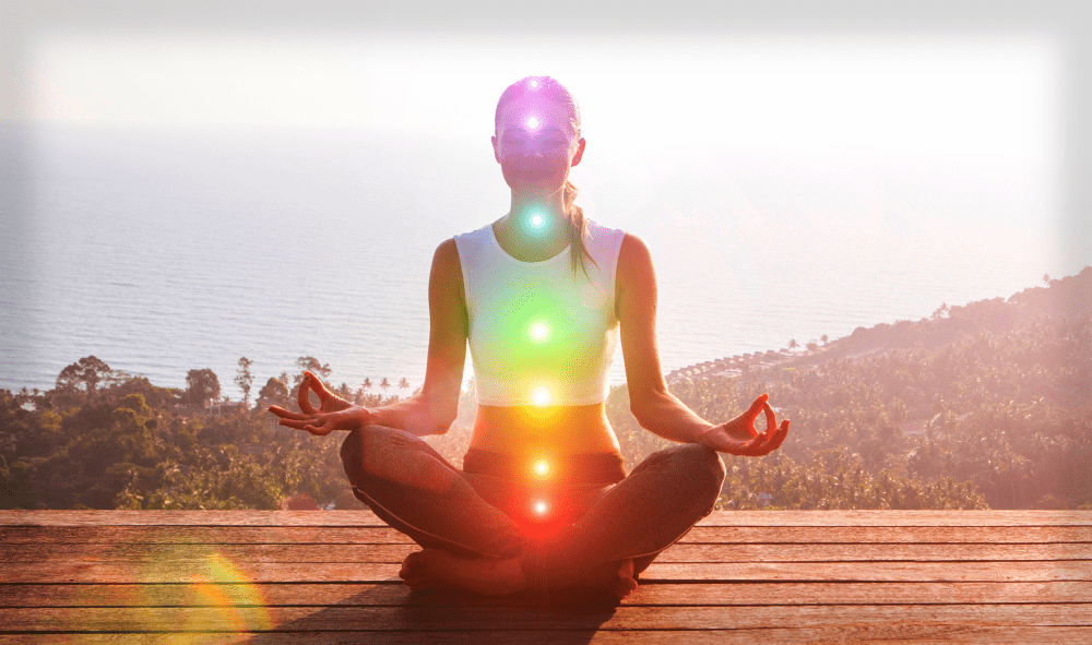 Woman with Seven Glowing Chakras